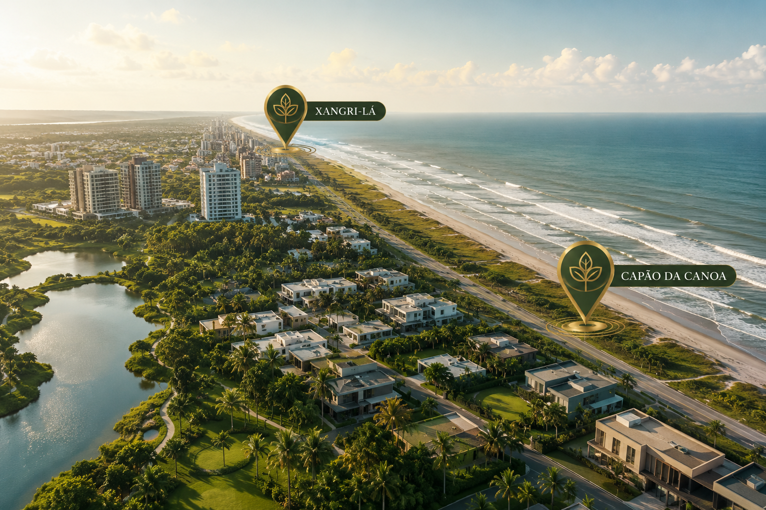 Mapa do litoral gaúcho com as regiões atendidas: Xangri-lá e Capão da Canoa